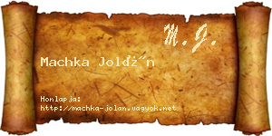 Machka Jolán névjegykártya